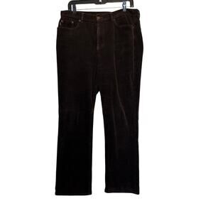 Brown Corduroy Pants Lauren Ralph Lauren 12P Petite Stretch Preppy DarkAcademia